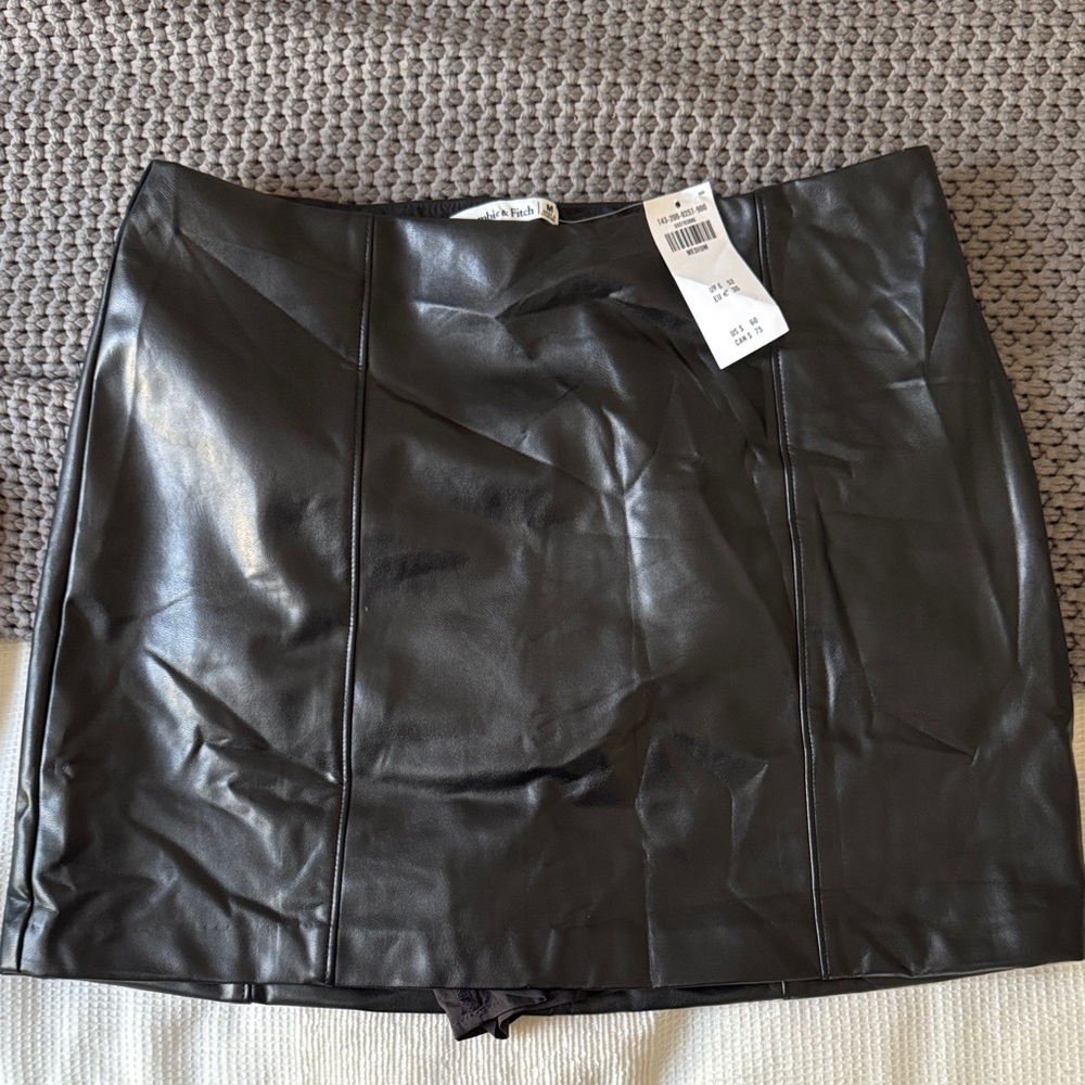Abercrombie & Fitch Black Faux Leather Mini Skirt